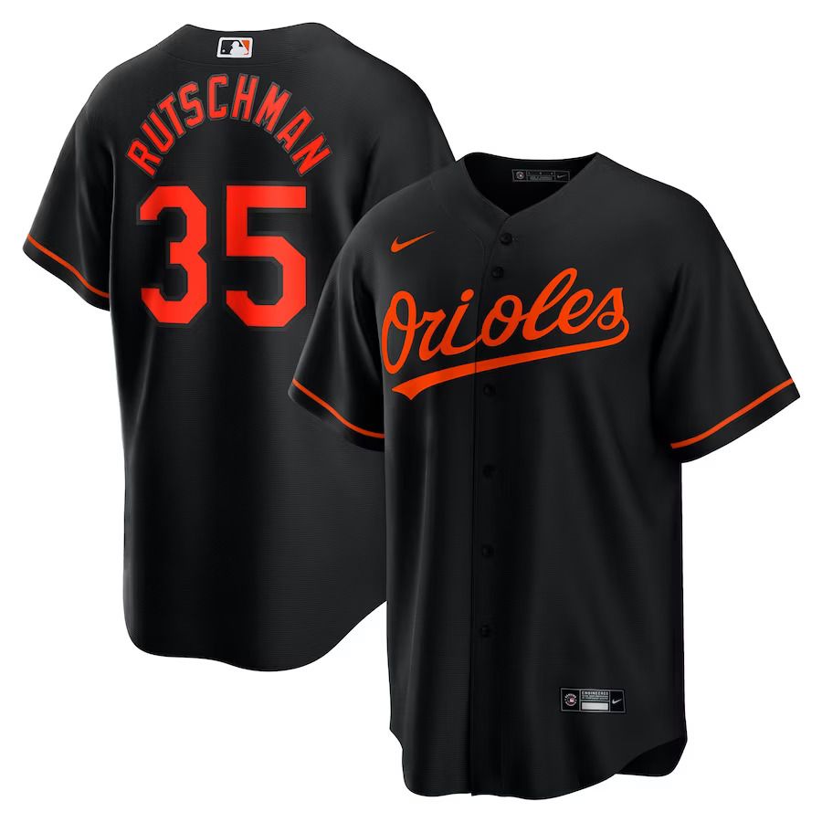 Men Baltimore Orioles 35 Adley Rutschman Nike Black Alternate Replica Player MLB Jersey